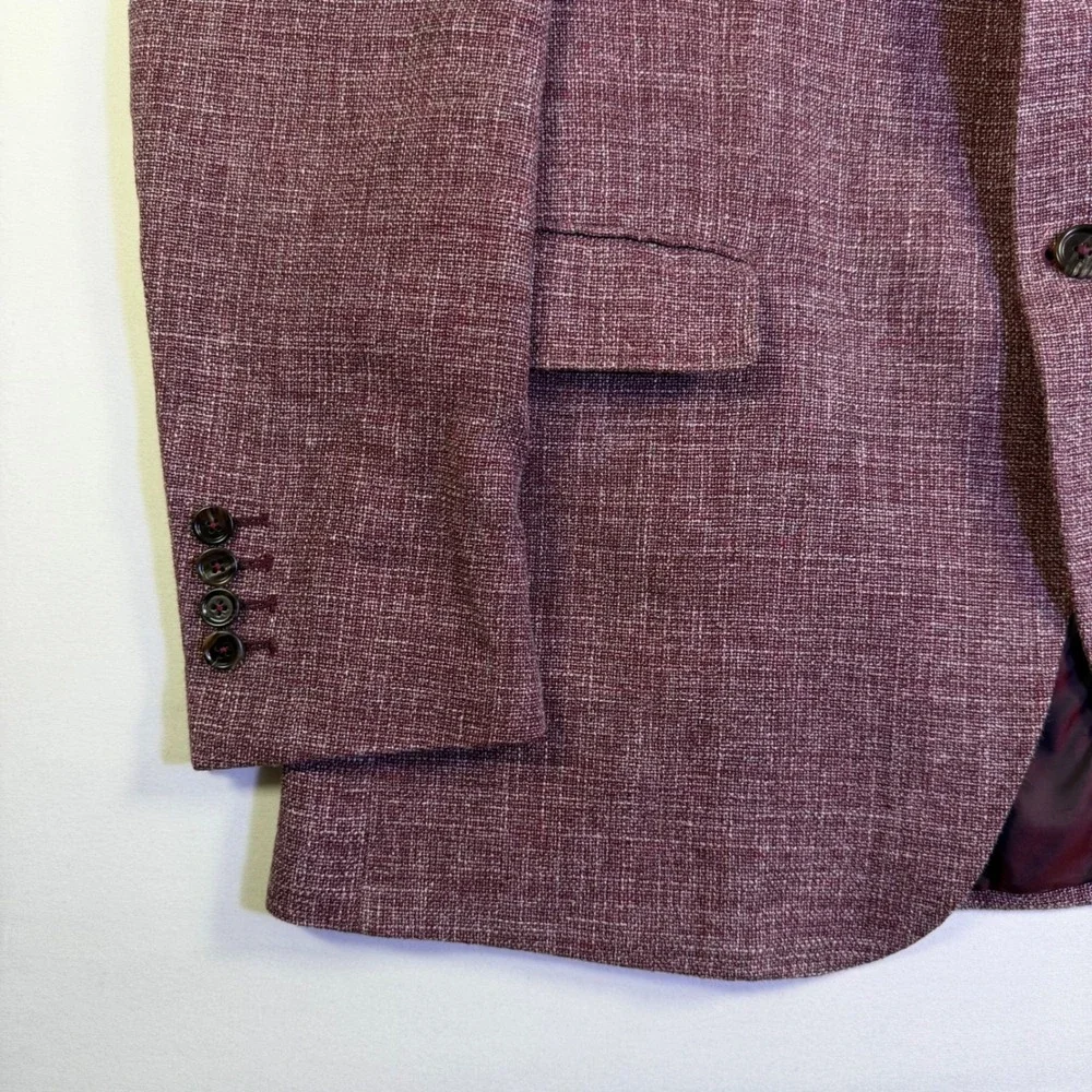 Rare Scabal Custom Mens Linen Wool Blazer Sport Coat Burgundy Kenton 52L 42L